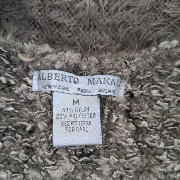 Alberto Makali Womens Shawl Wrap Poncho Gray Medium Faux Fur Fringed Nylon - Picture 9 of 12